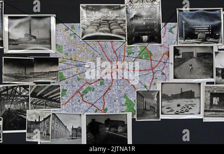 Bradford locations of photographs taken, as part of the Ian Beesley Retrospective, 2022 at Salts Mill, Saltaire, West Yorkshire Stock Photo