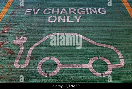 EV Charging only space (Electric Vehicle) only, TimeSquare car park, Warrington town centre, Cheshire,England, UK, WA1 2HN Stock Photo