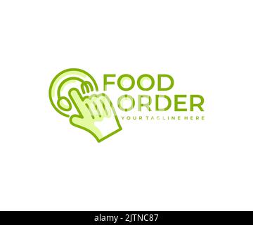 Food order or food ordering, food online and delivery, logo design. Food, meal, eating and takeaway food, vector design and illustration Stock Vector