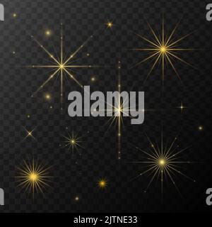 isolated gold flare. Light effect set with flare. Stock Vector