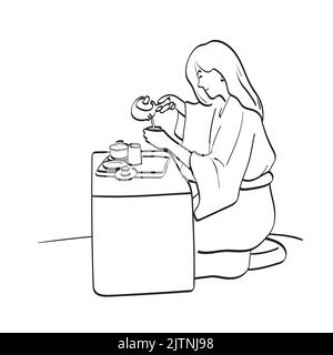 Vector tea ceremony hand drawn set Stock Vector Image & Art - Alamy