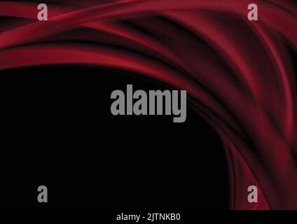 Dark red abstract smooth blurred waves background. Vector illustration Stock Vector