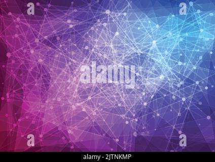 Blue and purple abstract low poly technology background. Vector connection design Stock Vector