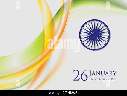 Abstract bright smooth waves background. Colors of India. Republic Day 26 January vector design Stock Vector