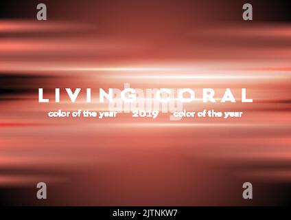 Living coral glowing shiny stripes abstract background. Vector illustration Stock Vector