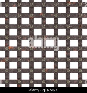 Medieval Castle Gate Metal Lattice extreme closeup on a white background. 3d Rendering Stock Photo