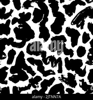 Black curved and wavy lines seamless pattern. Stock Vector
