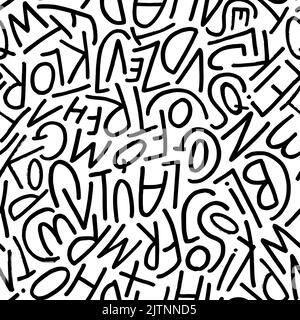 Vector seamless pattern with simple line letters. Stock Vector