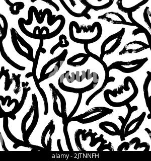 Vector hand drawn abstract floral seamless pattern Stock Vector