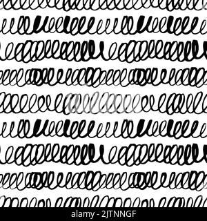 Hand drawn swirled doodle lines seamless pattern Stock Vector