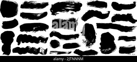 Set of vector straight and curved brush strokes. Stock Vector