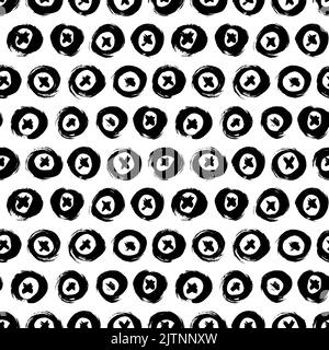 Seamless pattern with bold circles and crosses. Stock Vector