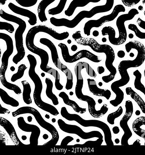 Organic curved lines and dots seamless pattern. Stock Vector