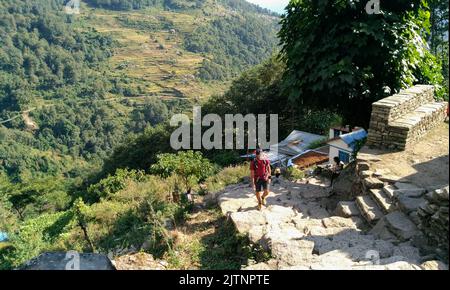 Annapurna, Nepal - November 10, 2017 : On The Way To Annapurna Base Camp Nepal Stock Photo