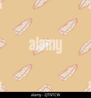 Beret engraved seamless pattern. Vintage headdress in hand drawn style. Sketch texture for fabric, wallpaper, textile, print, title, wrapping paper. V Stock Vector