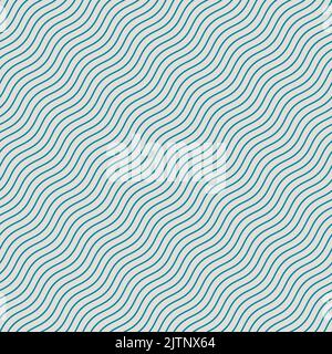 Blue and white seamless wave pattern. Linear diagonal waves background. Abstract geometric ornament. Sea or ocean texture. Vector illustration in flat Stock Photo