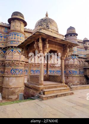 king mansingh mahal historical monuments of gwalior fort Stock Photo