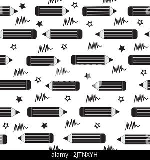 A pattern of pencils, a color vector illustration in a flat style. Stock Vector