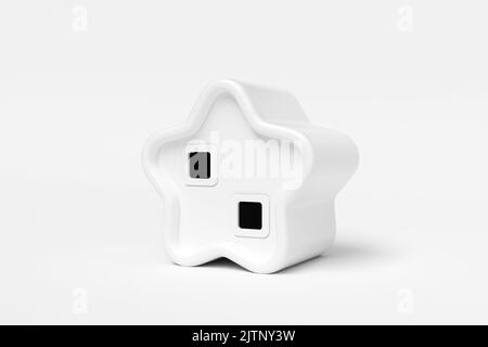 Abstract white house star shape on white background. Modern architecture with empty building. Concept building business. Futuristic design concepts.3D Stock Photo