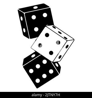 Dice, cubes, vector illustration outline icon isolated on white background Stock Vector