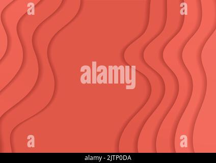 Bright pink corporate material waves abstract background. Living coral trendy color 2019, vector design Stock Vector