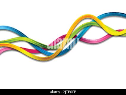 Colorful glossy abstract waves on white background. Vector design Stock Vector