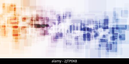 Abstract tech blue and orange squares geometric background. Vector design Stock Vector