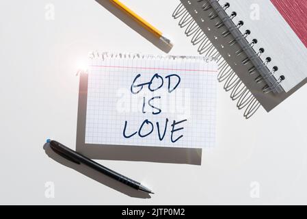 Writing displaying text God Is Love, Concept meaning Believing in Jesus having faith religious thoughts Christianity Frame Decorated With Colorful Flo Stock Photo