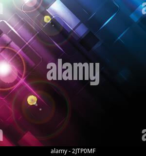 Blue and purple glowing abstract tech background with glossy squares. Vector design Stock Vector