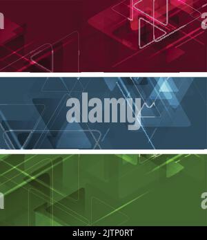Abstract tech geometric polygonal banners design. Vector background Stock Vector