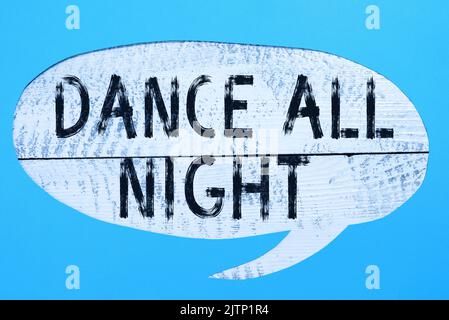 Text sign showing Dance All Night, Word Written on Party for the whole day excited enjoying on a disco Three Colleagues Pulling Rope Together Presenti Stock Photo