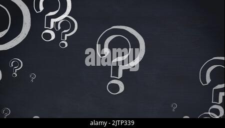 Image of question marks on black background Stock Photo