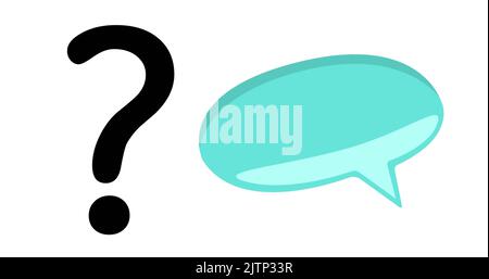 Image of speech bubble and question mark on white background Stock Photo