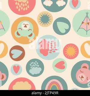 Funny kids pattern pastel colors Stock Vector
