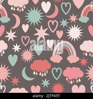 Weather symbols for kids pattern Stock Vector
