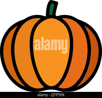 Vector flat icon of pumpkin vegetable. halloween traditional logo template. Stock Vector