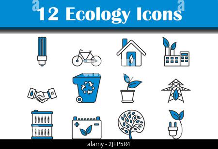 Ecology Icon Set. Editable Bold Outline With Color Fill Design. Vector Illustration. Stock Vector