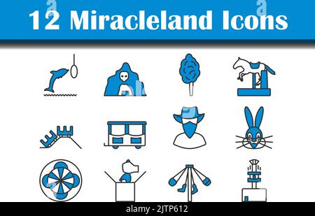 Miracleland Icon Set. Editable Bold Outline With Color Fill Design. Vector Illustration. Stock Vector