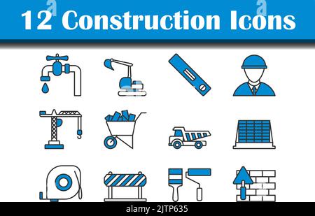 Construction Icon Set. Editable Bold Outline With Color Fill Design ...