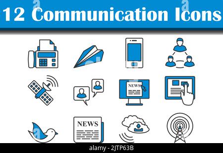 Communication Icon Set. Editable Bold Outline With Color Fill Design. Vector Illustration. Stock Vector