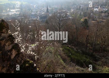 View of village of Chevreuse from the Chateau de la Madeleine - Yvelines - France Stock Photo