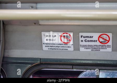 Signs in the transmilenio of Bogota Stock Photo