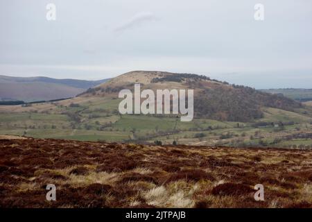 The Wainwright 'Great Mell Fell' from the Summit of 'Great Meldrum'  near Ullswater, Lake in the Lake District National Park, Cumbria, England, UK Stock Photo