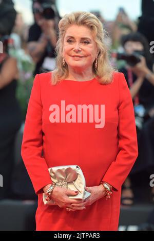 Venedig, Italy. 31st Aug, 2022. Catherine Deneuve attends the 'White Noise' And Opening Ceremony Red Carpet during the 79th Venice International Film Festival in Venice. Credit: Stefanie Rex/dpa/Alamy Live News Stock Photo