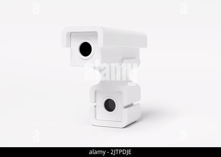 Abstract white home with a circle shaped window on white background. Modern architecture with empty building. Concept building business. Futuristic de Stock Photo