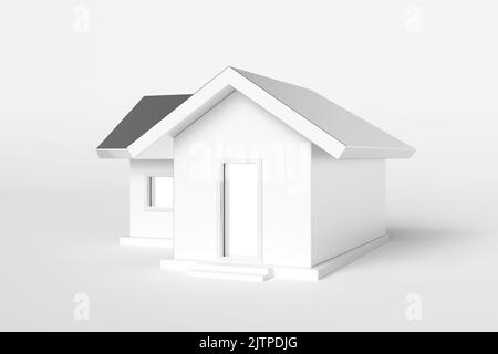 Abstract white house isolate on white background. Modern architecture with empty building. Concept building business. Futuristic design concepts.3D re Stock Photo