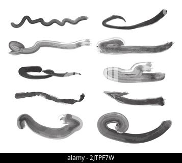 Set of handmade lines. Hand drawn doodle lines. Art Lines. Isolated on white. Vector illustration. Stock Vector
