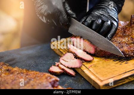 culinary master class chef smoked beef brisket Stock Photo