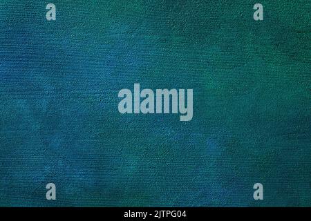 Colorful dark blue-green painted wooden table. Abstract background. Unevenly colored wooden board.  Flat lay. Stock Photo