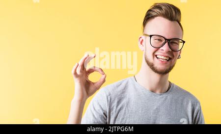 positive friendly smiling emotional guy portrait Stock Photo